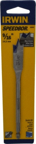 9/16", 1/4" Hex Shank, Bright Finish, High Speed Steel, Spade Blade Drill Bit