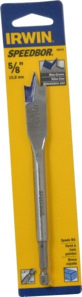 5/8", 1/4" Hex Shank, Bright Finish, High Speed Steel, Spade Blade Drill Bit