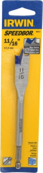 11/16", 1/4" Hex Shank, Bright Finish, High Speed Steel, Spade Blade Drill Bit