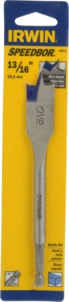 13/16", 1/4" Hex Shank, Bright Finish, High Speed Steel, Spade Blade Drill Bit