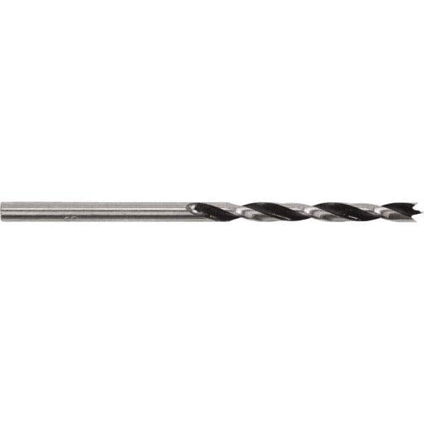 1/8", 1-7/16" Flute Length, Bright Finish, Carbon Steel Brad Point Drill Bit