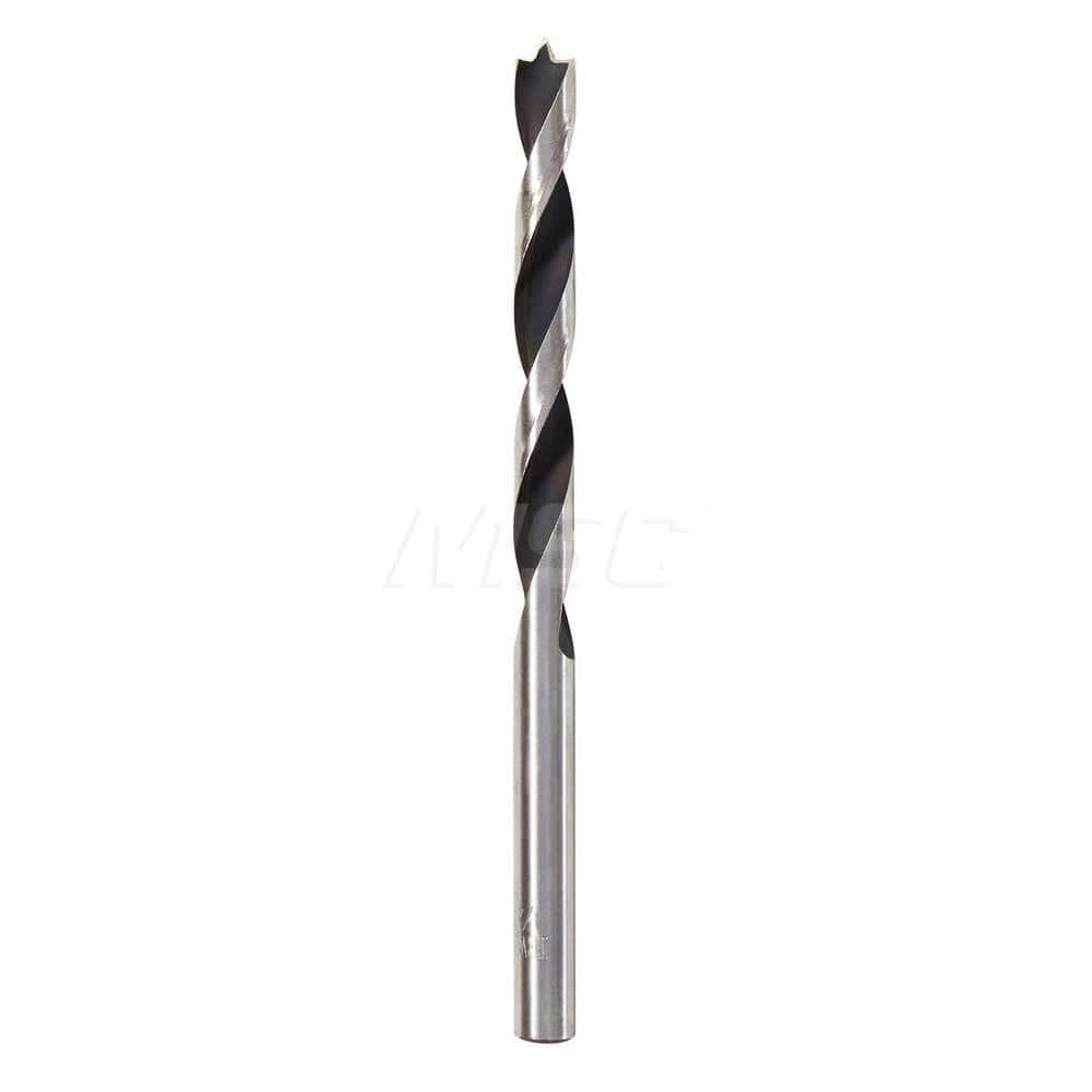 1/4", 2-1/2" Flute Length, Bright Finish, Carbon Steel Brad Point Drill Bit