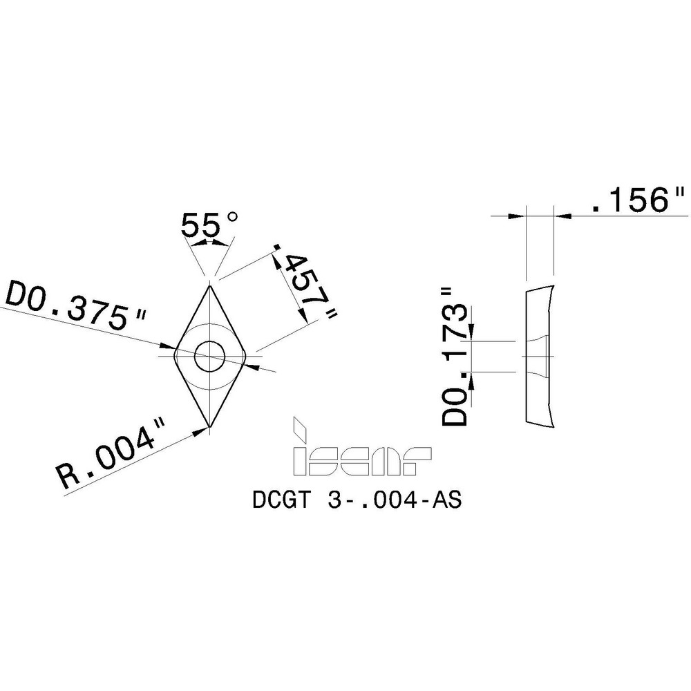 Iscar Turning Insert DCGT 3.004AS IC20, Carbide MSC Direct