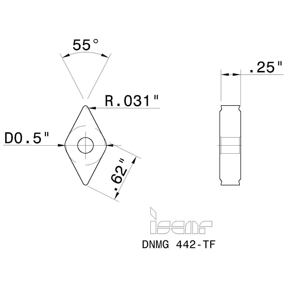 Iscar - Turning Insert: DNMG 442-TF IC907, Carbide | MSC Direct