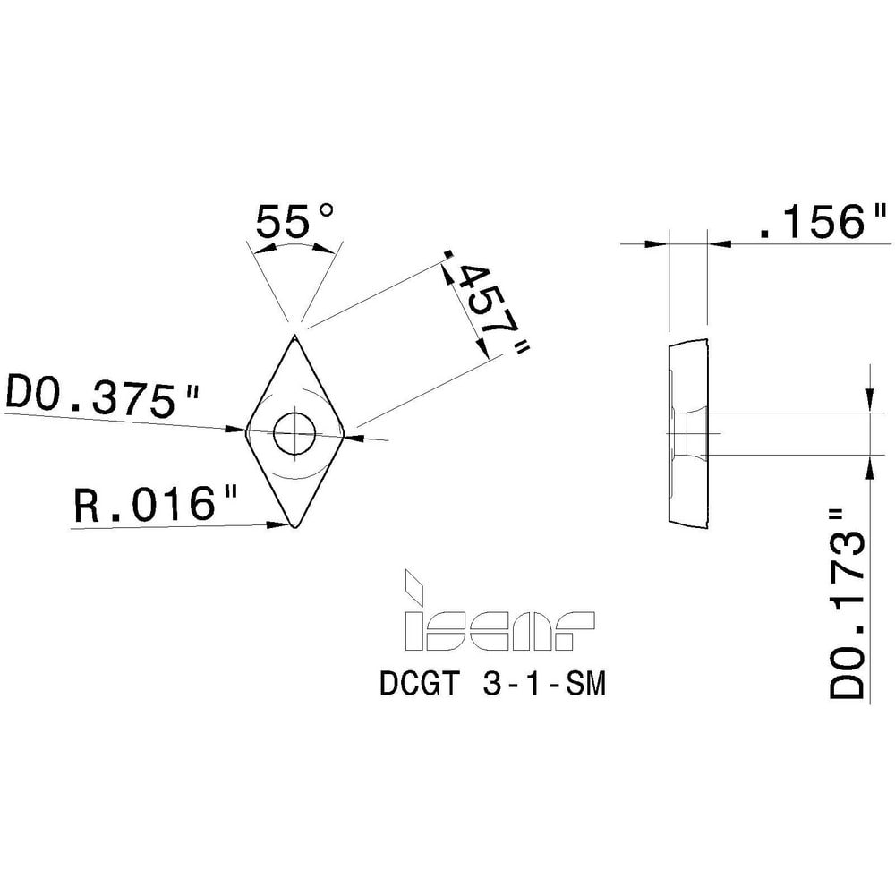 Iscar - Turning Insert: DCGT 3-1-SM IC907, Carbide | MSC Direct