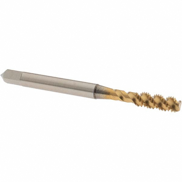 Spiral Flute Tap: #10-32 UNF, 3 Flutes, Bottoming, 2B Class of Fit, High Speed Steel, TIN Coated