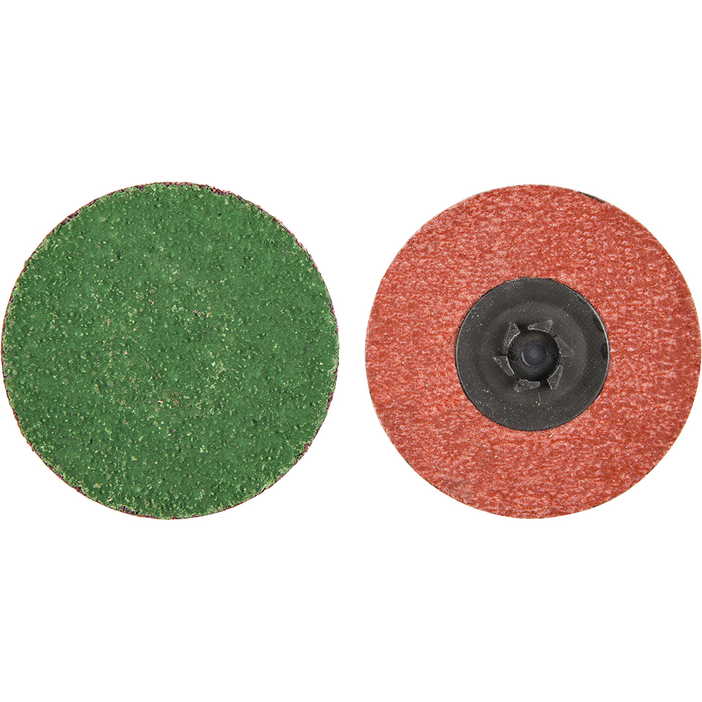 Quick-Change Disc: Type P, 2" Dia, 120 Grit, Zirconia Alumina, Coated - Blue, Polyester-Backed, 30000 RPM, Series R887D