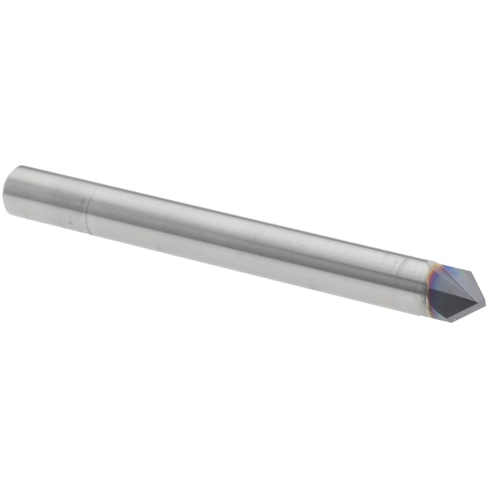 Chamfer Mill: 1/4" Dia, 2 Flutes, Solid Carbide