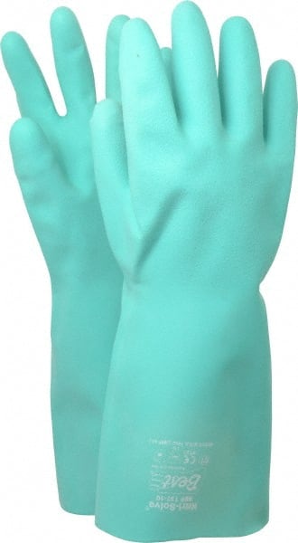 Chemical Resistant Gloves: X-Large, 22 mil Thick, Nitrile, Unsupported