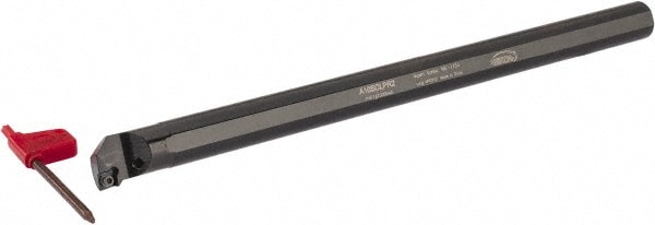 Hertel 7000043 Indexable Boring Bar: A10SCLPR2 5/8", 0.77" Min Bore Dia, 5/8" Shank Dia, -5 ° Lead Angle, Steel Image