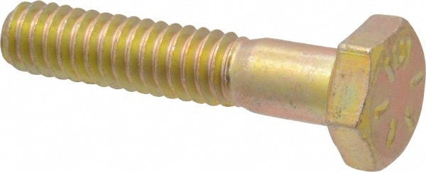 Made in USA 39005 Hex Head Cap Screw: 1/4-20 x 1-1/4", Grade 8 Steel, Zinc Yellow Dichromate Finish Image