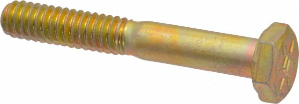 Made in USA 39007 Hex Head Cap Screw: 1/4-20 x 1-3/4", Grade 8 Steel, Zinc Yellow Dichromate Finish Image