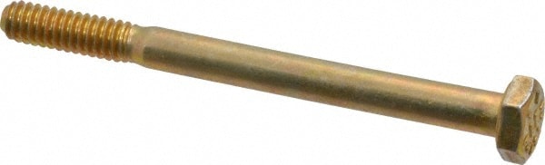 Made in USA MSC39012 Hex Head Cap Screw: 1/4-20 x 3", Grade 8 Steel, Zinc Yellow Dichromate Finish Image