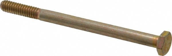 Made in USA 39013 Hex Head Cap Screw: 1/4-20 x 3-1/2", Grade 8 Steel, Zinc Yellow Dichromate Finish Image