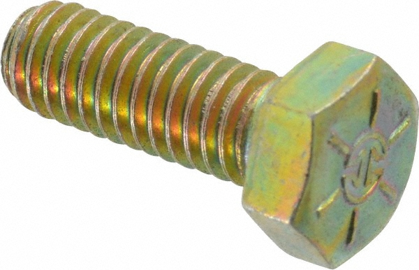 Made in USA 39028 Hex Head Cap Screw: 5/16-18 x 7/8", Grade 8 Steel, Zinc Yellow Dichromate Finish Image