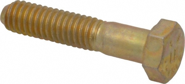 Made in USA 39031 Hex Head Cap Screw: 5/16-18 x 1-1/2", Grade 8 Steel, Zinc Yellow Dichromate Finish Image