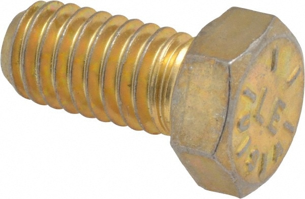 Made in USA 39052 Hex Head Cap Screw: 3/8-16 x 3/4", Grade 8 Steel, Zinc Yellow Dichromate Finish Image