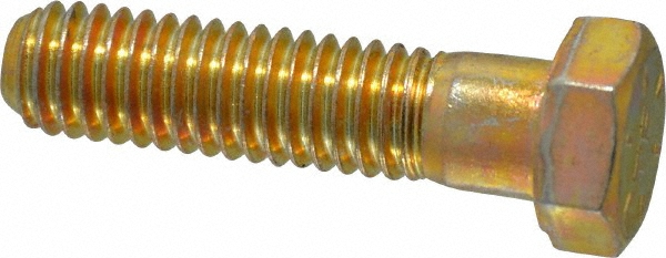 Made in USA 39056 Hex Head Cap Screw: 3/8-16 x 1-1/2", Grade 8 Steel, Zinc Yellow Dichromate Finish Image