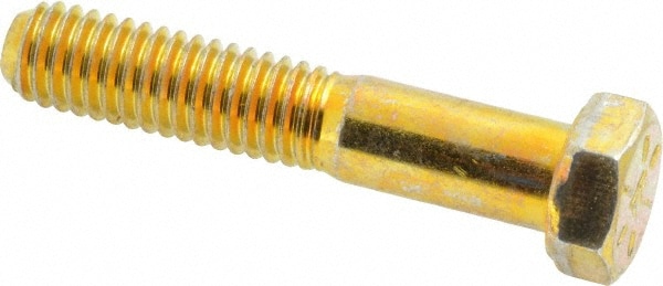 Made in USA MSC39058 Hex Head Cap Screw: 3/8-16 x 2", Grade 8 Steel, Zinc Yellow Dichromate Finish Image