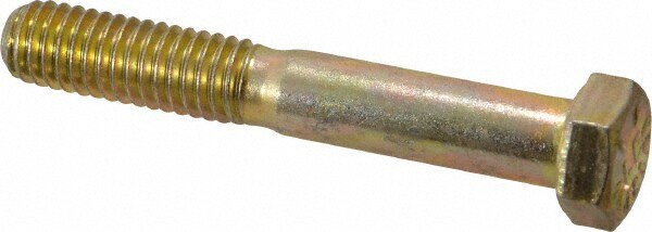 Made in USA MSC39060 Hex Head Cap Screw: 3/8-16 x 2-1/2", Grade 8 Steel, Zinc Yellow Dichromate Finish Image