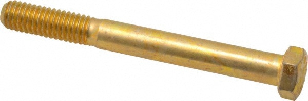 Made in USA 39064 Hex Head Cap Screw: 3/8-16 x 3-1/2", Grade 8 Steel, Zinc Yellow Dichromate Finish Image