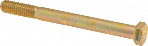 Made in USA MSC39066 Hex Head Cap Screw: 3/8-16 x 4", Grade 8 Steel, Zinc Yellow Dichromate Finish Image