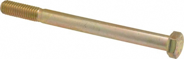 Made in USA MSC39067 Hex Head Cap Screw: 3/8-16 x 4-1/2", Grade 8 Steel, Zinc Yellow Dichromate Finish Image