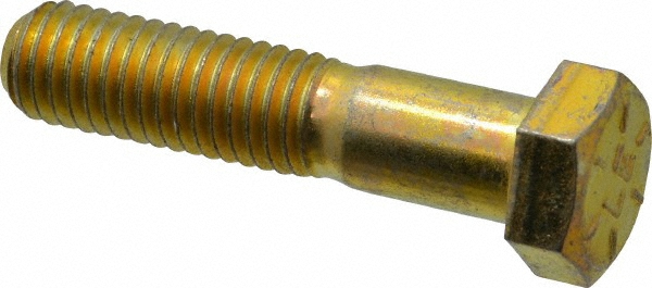 Made in USA MSC39109 Hex Head Cap Screw: 1/2-13 x 2-1/4", Grade 8 Steel, Zinc Yellow Dichromate Finish Image
