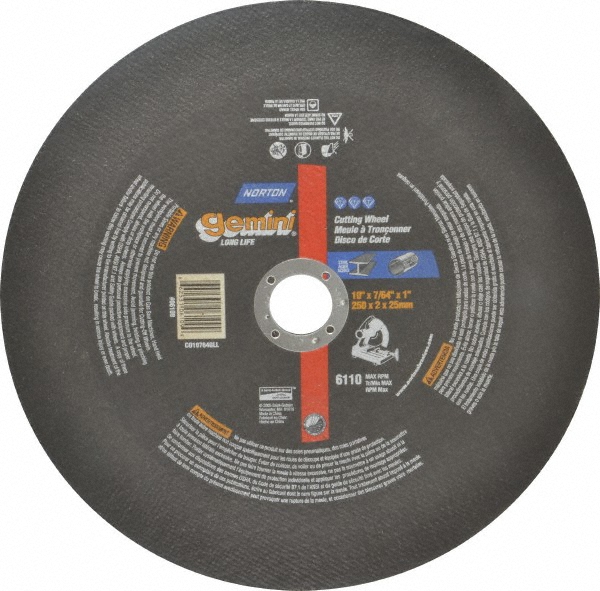 Norton 10 x 7/64, 1" Hole Aluminum Oxide Cutoff Wheel 05729959