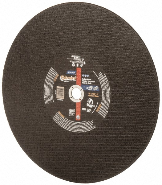 Cutoff Wheel: Type 1 (01/41), 16" Dia, 7/64" Thick, 1" Hole, Aluminum Oxide - 3820 Max RPM, Reinforced