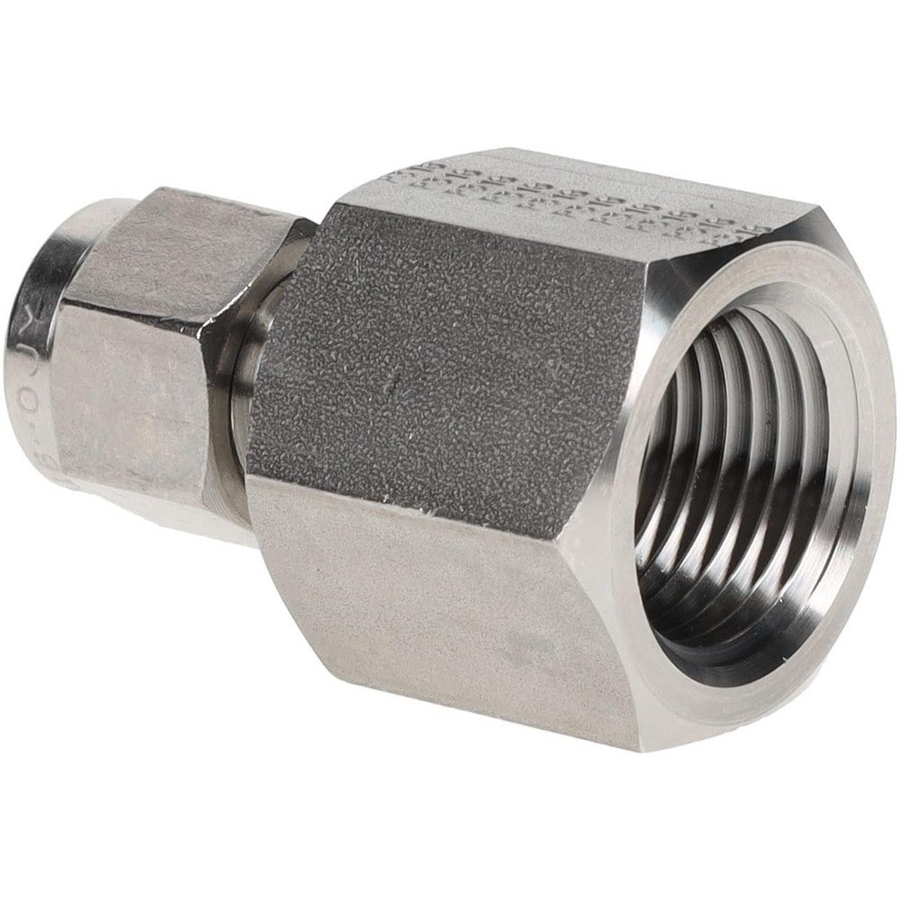 Compression Tube Connector: 3/8-18" Thread, Compression x FNPT