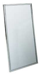 24 Inch Wide x 36 Inch High, Theft Resistant Rectangular Glass Washroom Mirror - Stainless Steel Frame