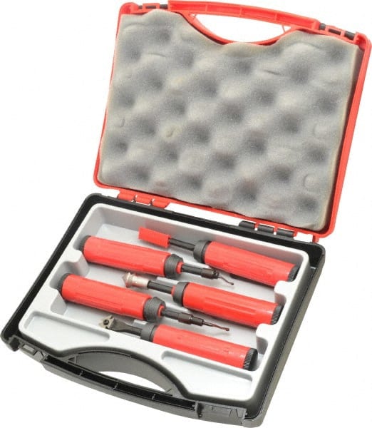 Hand Deburring Tool Set: 18 Pc, Solid Carbide & High Speed Steel