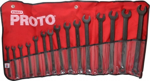 PROTO J1200F-MBASD Combination Wrench Set: 15 Pc, Metric Image