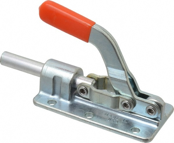 Standard Straight Line Action Clamp: 800 lb Load Capacity, 1.625" Plunger Travel, Flanged Base, Carbon Steel