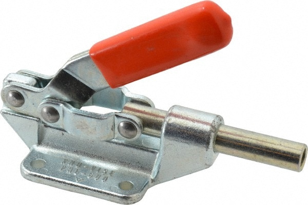 Standard Straight Line Action Clamp: 600 lb Load Capacity, 1.25" Plunger Travel, Flanged Base, Carbon Steel