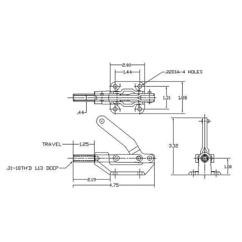 Lapeer Standard Straight Line Action Clamp 600 lb Load Capacity, 1.