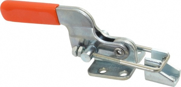 Pull-Action Latch Clamp: Horizontal, 700 lb, U-Hook, Flanged Base