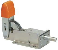 Standard Straight Line Action Clamp: 800 lb Load Capacity, 1.25" Plunger Travel, Flanged Base, Carbon Steel