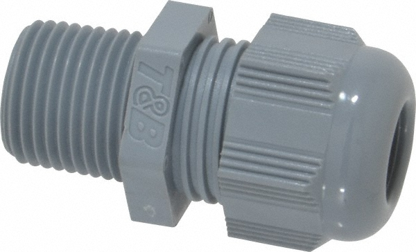 Conduit Cable Gland: For Liquid-Tight, Nylon, 3/8" Trade Size - Non-Insulated, Straight Connector, Threaded Connection