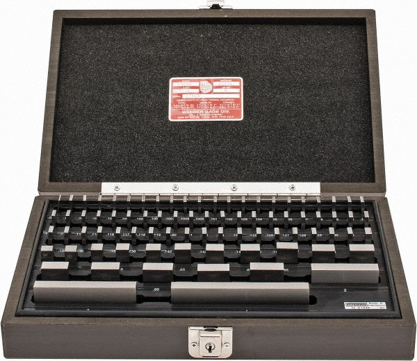 Gage Block Set: 0.05 to 4'' Range, 81 Pc, B Grade, Steel - Rectangle, 0.000050'' Tolerance, NVLAP Traceability Certification