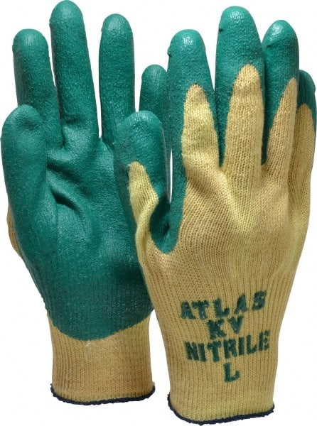 Cut-Resistant Gloves: Size L, ANSI Cut A3, Nitrile, Kevlar