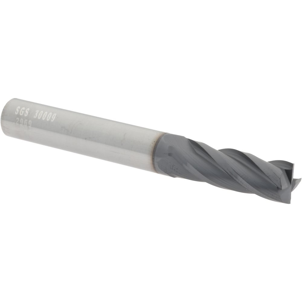 SGS 30009 Square End Mill: 19/64 Dia, 13/16 LOC, 5/16 Shank Dia, 2-1/2 OAL, 4 Flutes, Solid Carbide Image