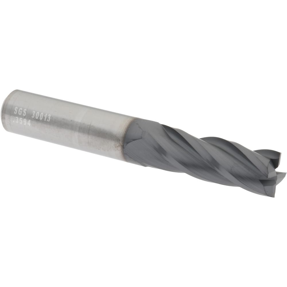 SGS 30013 Square End Mill: 23/64 Dia, 1 LOC, 3/8 Shank Dia, 2-1/2 OAL, 4 Flutes, Solid Carbide Image