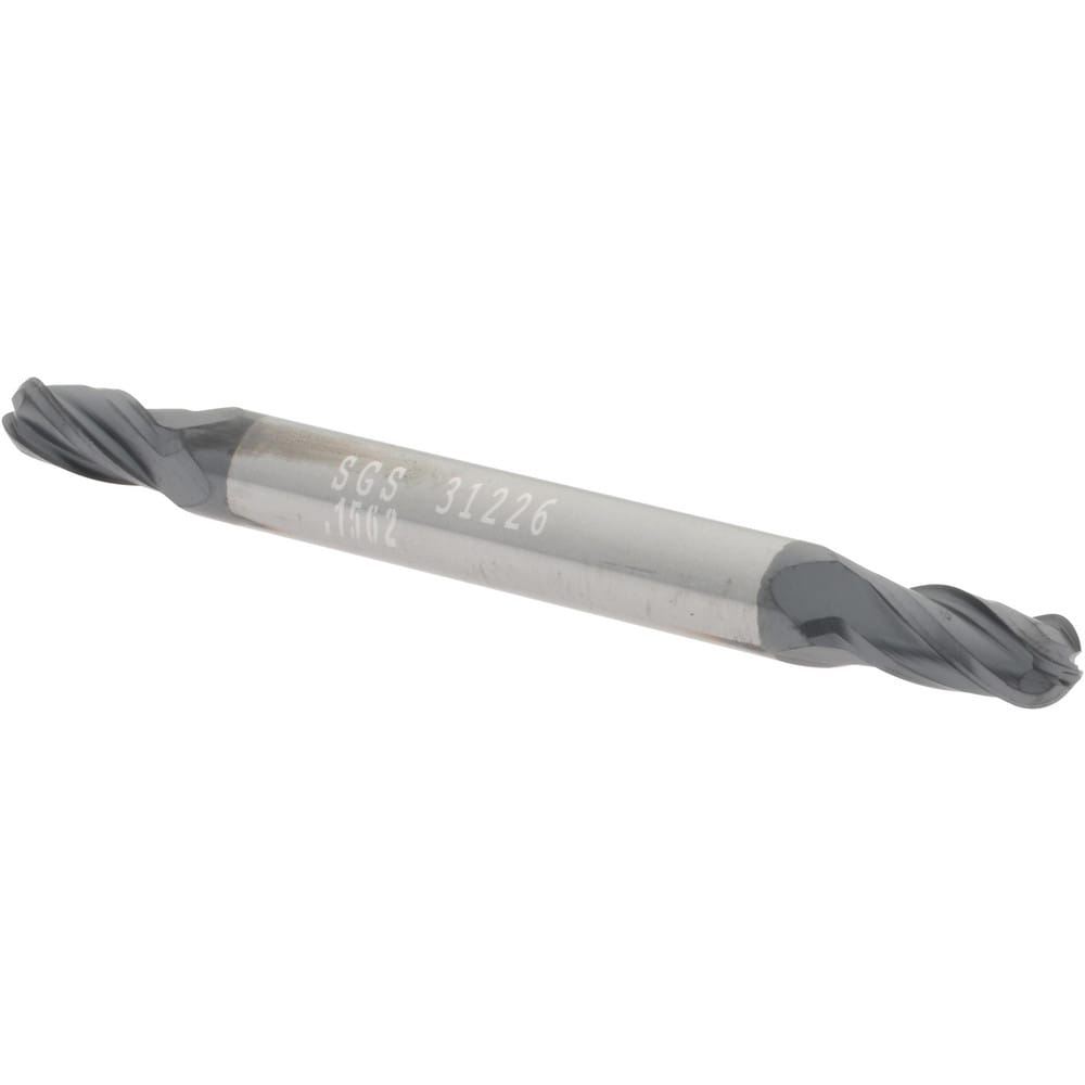 SGS 31226 Ball End Mill: 0.1563" Dia, 0.3125" LOC, 4 Flute, Solid Carbide Image