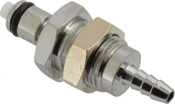 CPC Colder Products MCD4202NA 1/8" Inside Tube Diam, Brass, Quick Disconnect, Hose Barb Valved Panel Mount Coupling Insert 