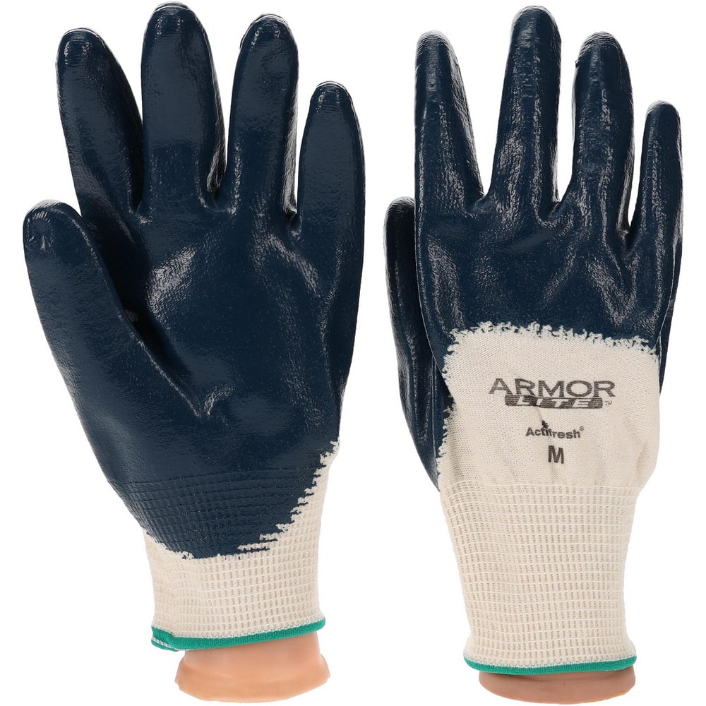 General Purpose Work Gloves: Medium, Nitrile Coated, Cotton