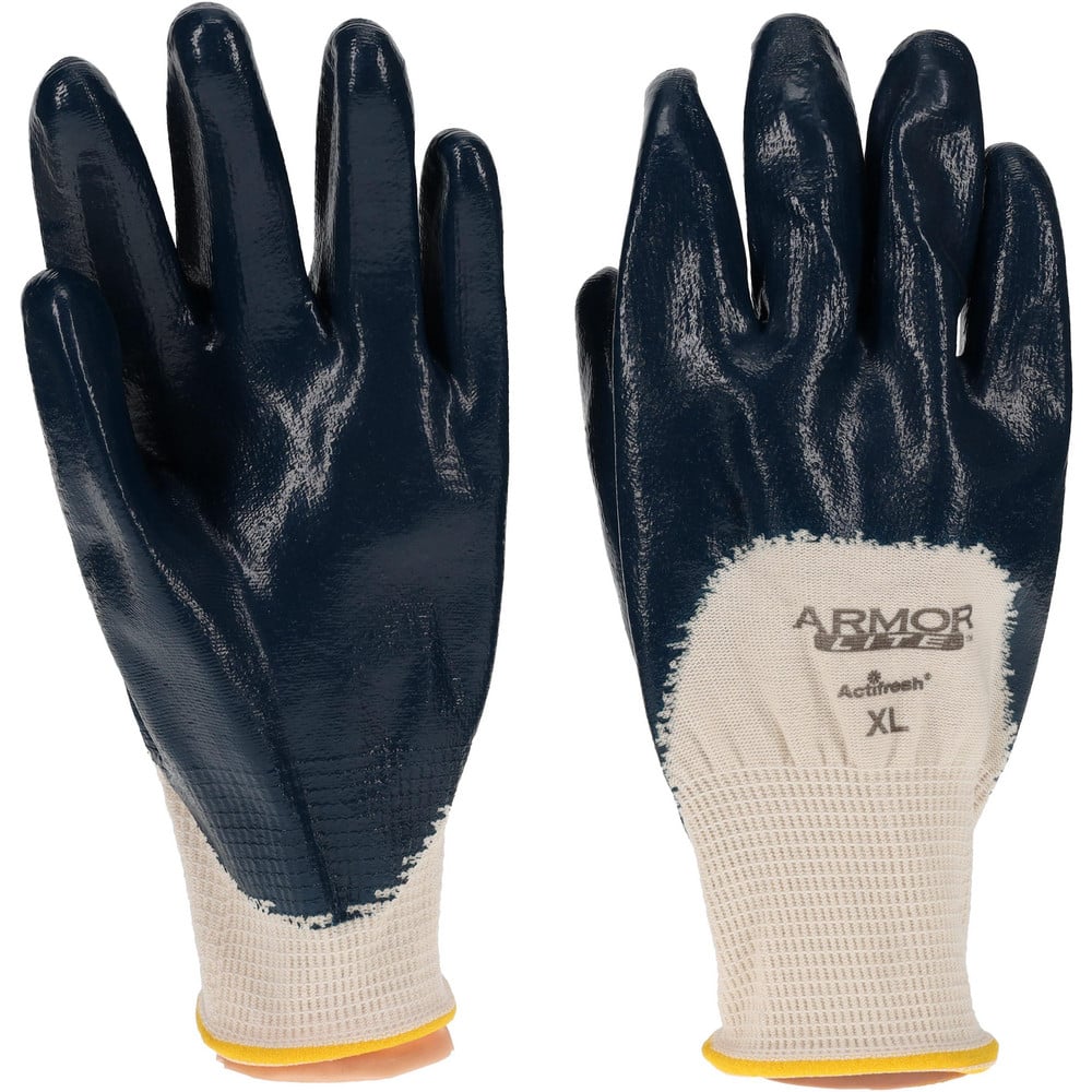 General Purpose Work Gloves: X-Large, Nitrile Coated, Cotton