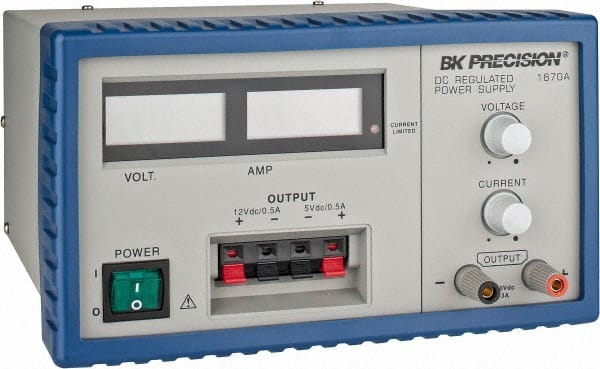 B&K Precision 1670A 165 Watt, 0 to 3 Amp, 0 to 30V, 12V, 5V Output, Power Supply 