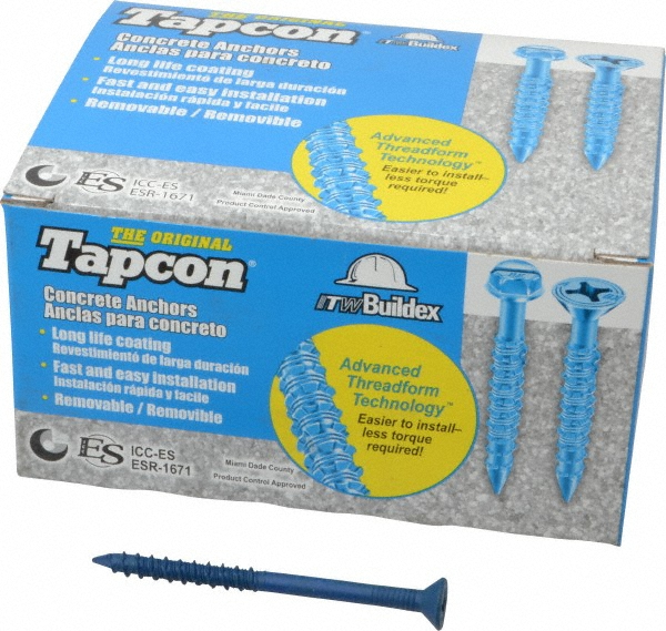 Red Head 1/4" Diam, 31/4" OAL, Phillips Drive, Concrete Screw